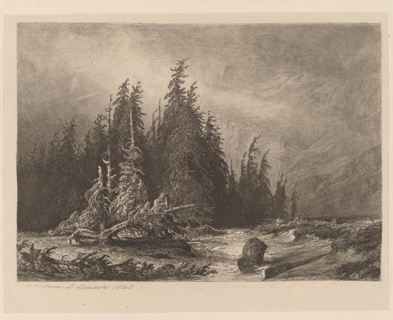 Hegyi fenyők alkotó: Alexandre Calame