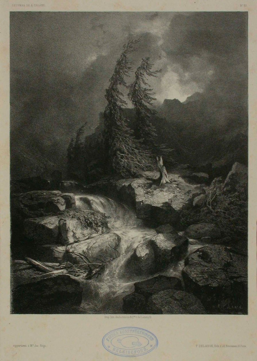 Hegyi patak viharban alkotó: Alexandre Calame