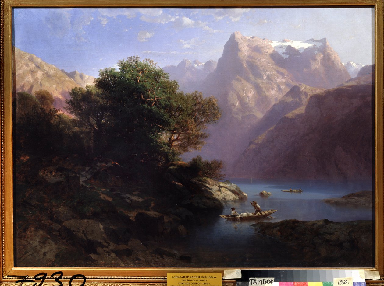 ""Hegyi táj tóval Svájcban"" (Mountain lake) Alexandre Calame (1810-1864) festménye 1860 Regionális Művészeti Galéria, Tambov Oroszország alkotó: Alexandre Calame