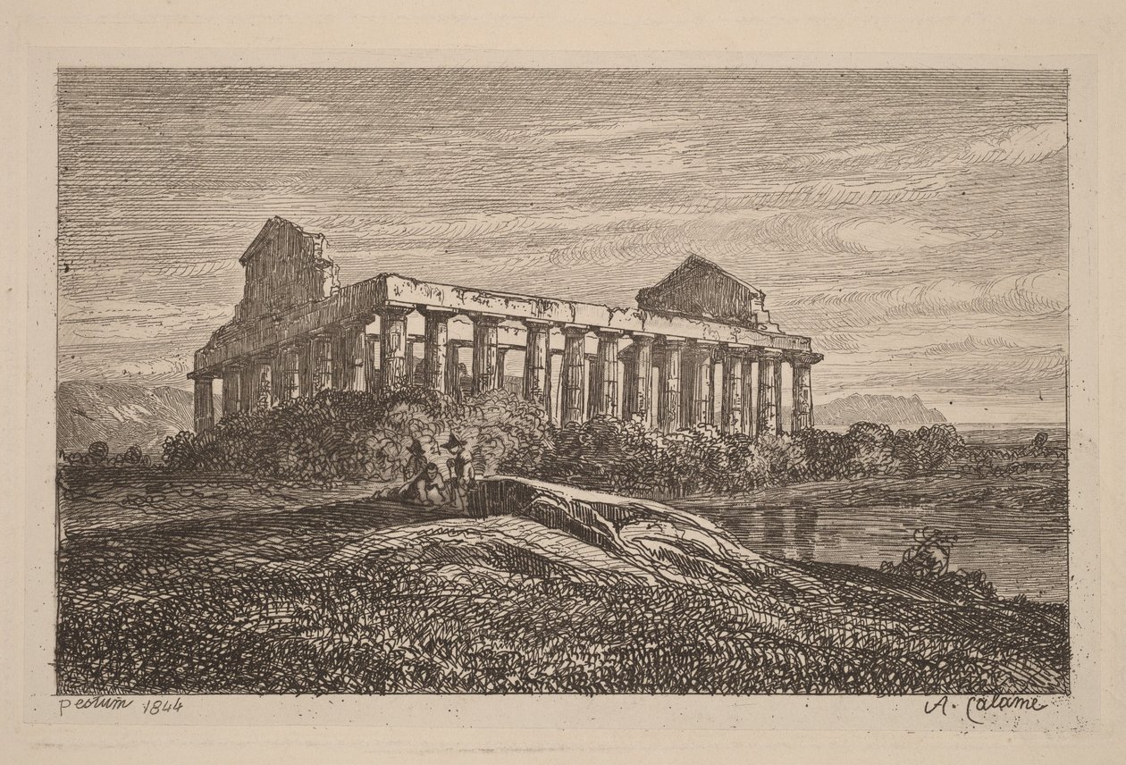 Paestumi romok alkotó: Alexandre Calame