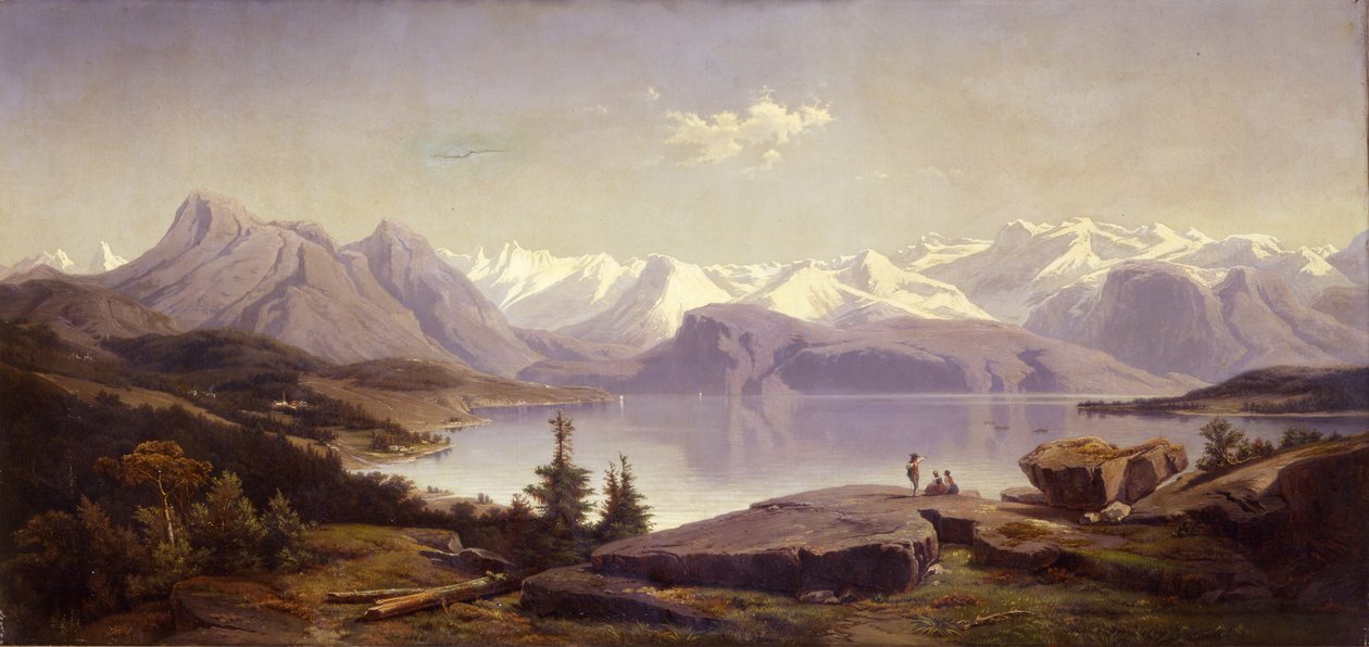 Svájci táj tóval alkotó: Alexandre Calame