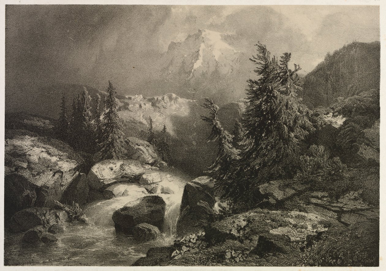 Vihar az Alpokban. alkotó: Alexandre Calame
