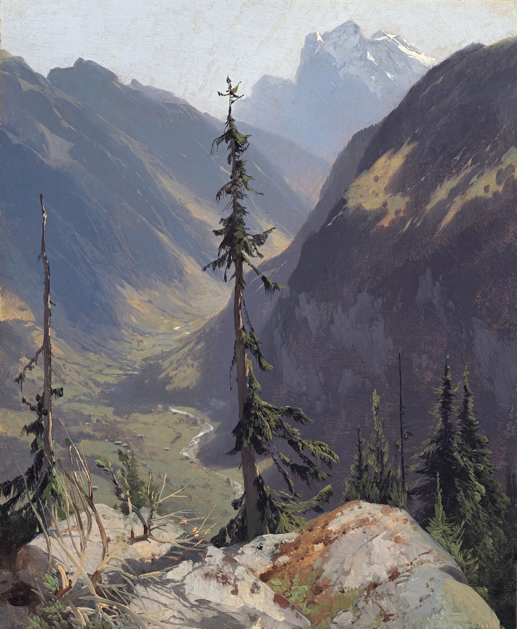 A Luetschental a Wetterhornnal, Calame, Alexandre (1810-1864). Olaj, vászon, c. 1850. Mérete : 31,2x26,1 cm. Oskar Reinhart Múzeum, Winterthur alkotó: Alexandre Calame