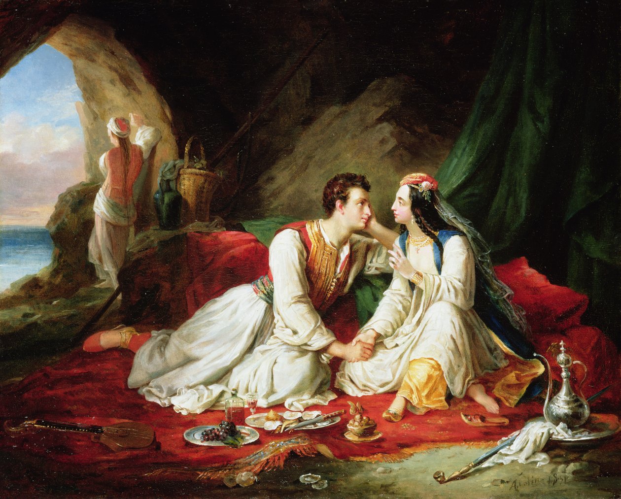 Byron mint Don Juan, Haidee-vel, 1831 alkotó: Alexandre Colin