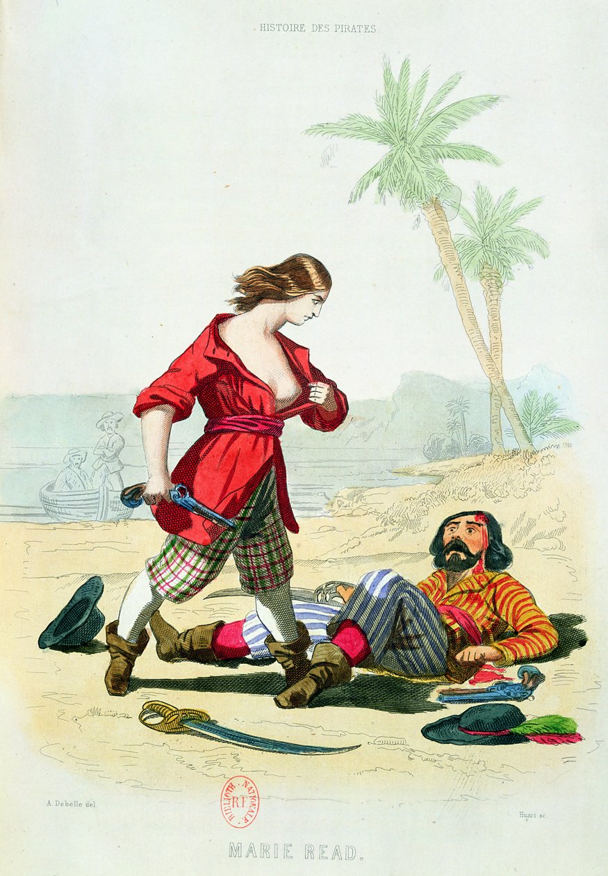 Mary Read (†1720) P. Christian "Histoire des Pirates" című művéből, A. Catel metszet, 1852 alkotó: Alexandre Debelle