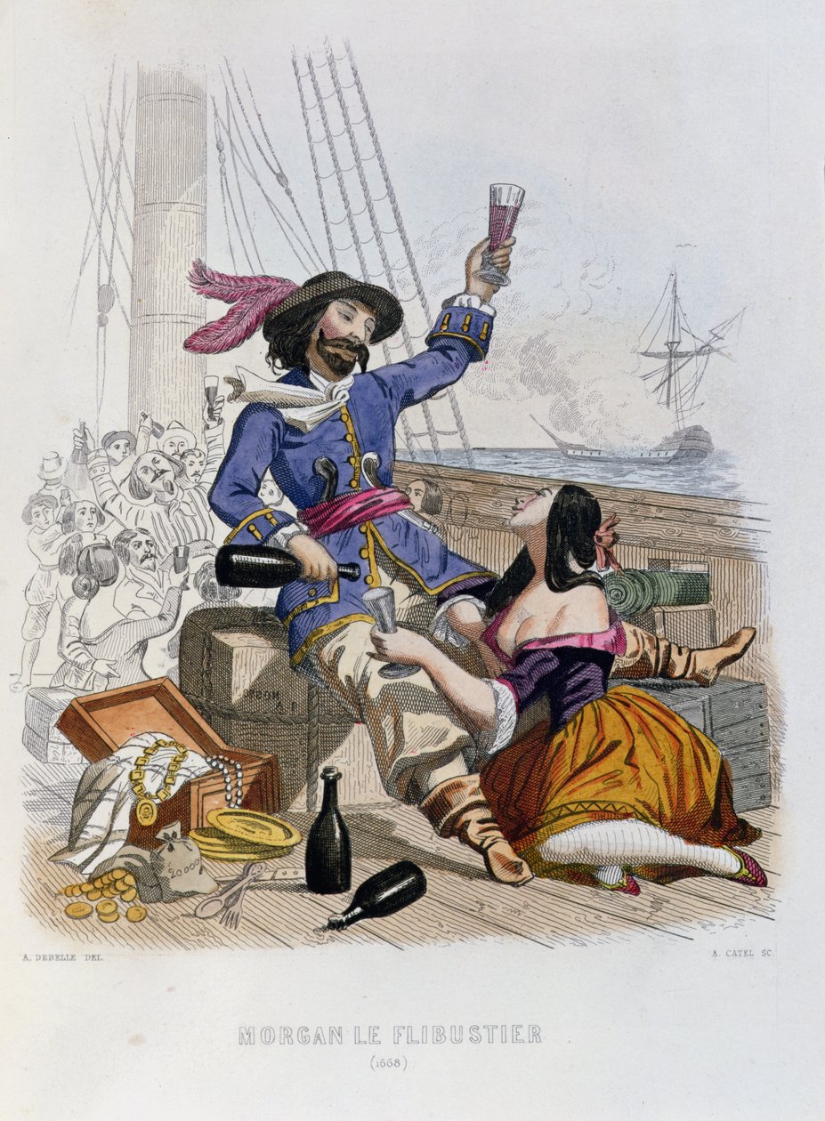 Morgan, the Buccaneer 1668-ban, P. Christian kalózainak történetéből, A. Catel metszete, 1852 alkotó: Alexandre Debelle