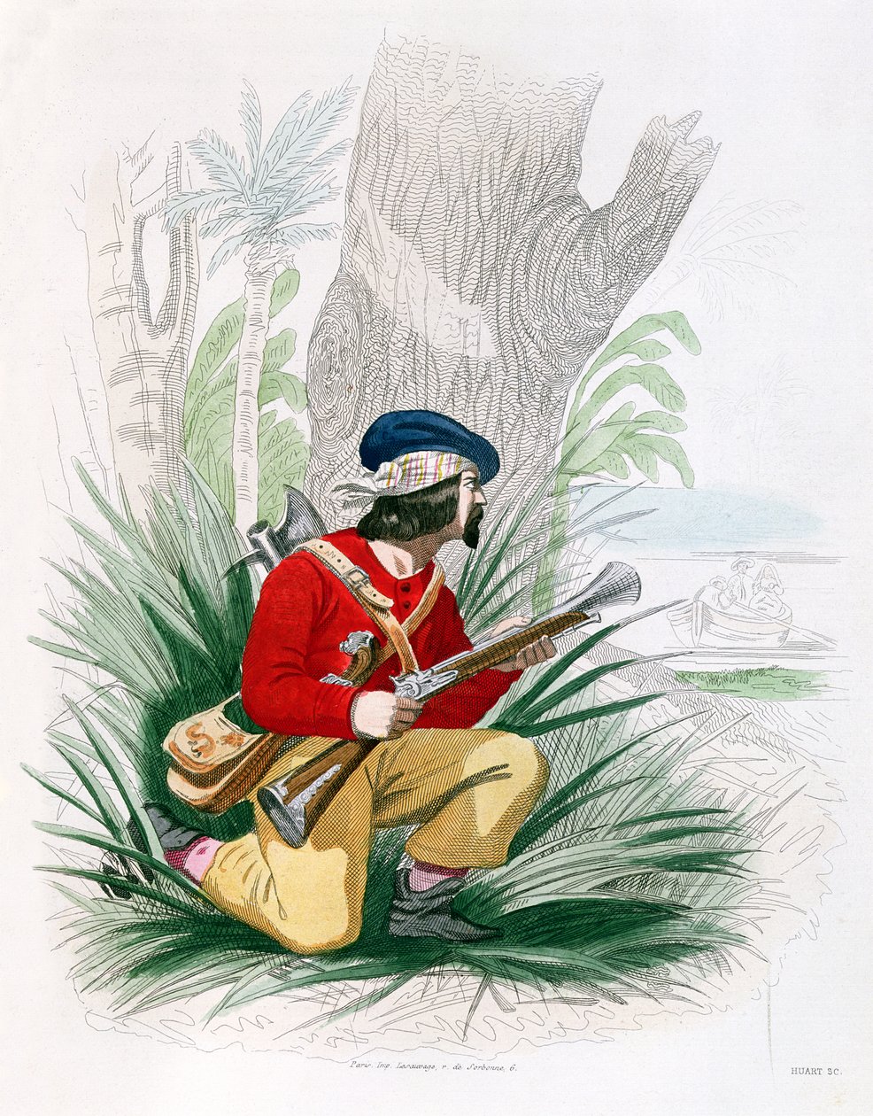 The Buccaneer, P. Christian "Histoire des Pirates" című művéből, vésette Huart, 1852 alkotó: Alexandre Debelle