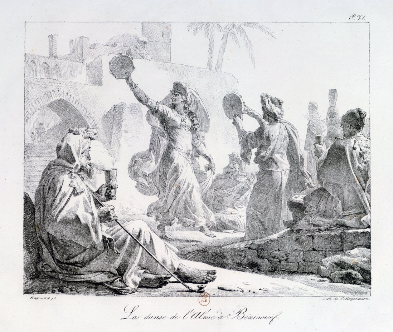 Arab táncosok a „Voyage to the Levant” sorozatból, 1819 (metszet) alkotó: Alexandre Evariste Fragonard