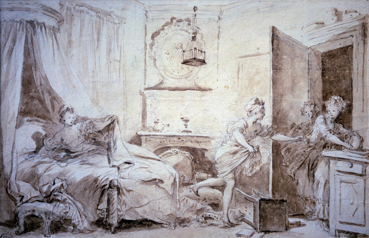 Égett ing Alexandre Evariste Fragonard (1780-1850) rajza a mosásban, 18. századi nap. 0,24x0,37 m Párizs, Louvre Múzeum alkotó: Alexandre Evariste Fragonard