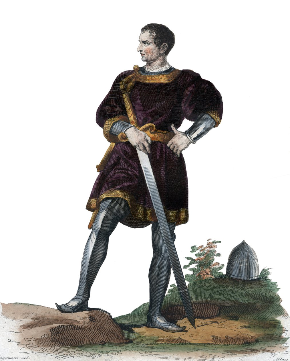 V. Olivier portréja, Clisson (1336-1407), francia rendőrtiszt. Illusztráció Edmond Mennechet "" A francia Plutarkhosz" -ból alkotó: Alexandre Evariste Fragonard