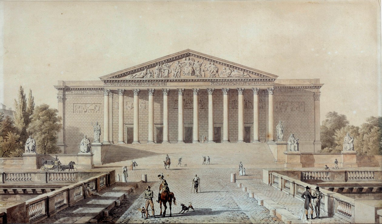 Projekt a Nemzetgyűléshez vagy Palais Bourbon, Palais du Corps Legislatif Evariste Fragonard rajza (1780-1850) 19. századi Párizs, Palais Bourbon alkotó: Alexandre Evariste Fragonard