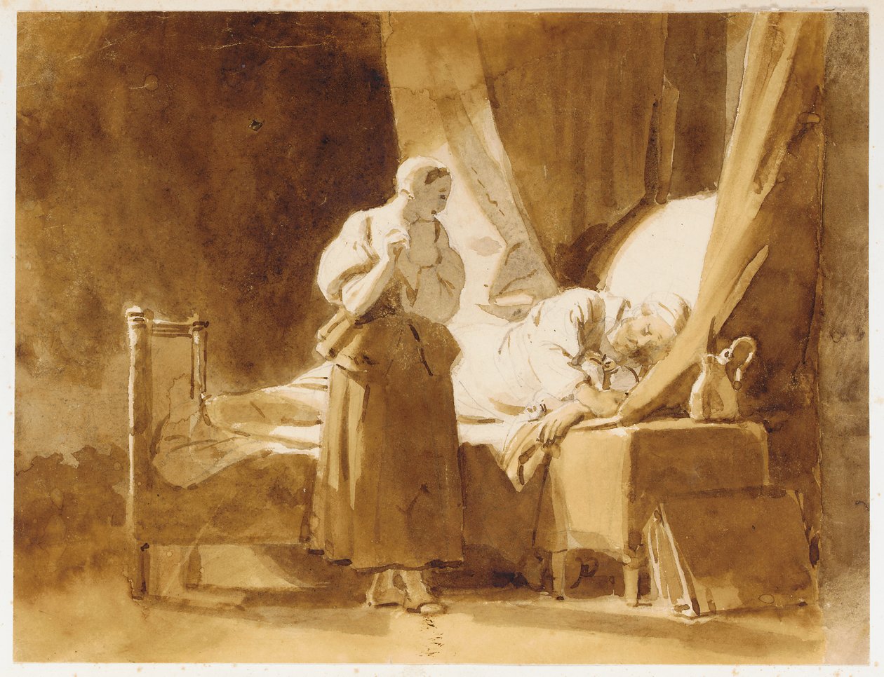Egy nő egy alvó férfit néz alkotó: Alexandre Evariste Fragonard