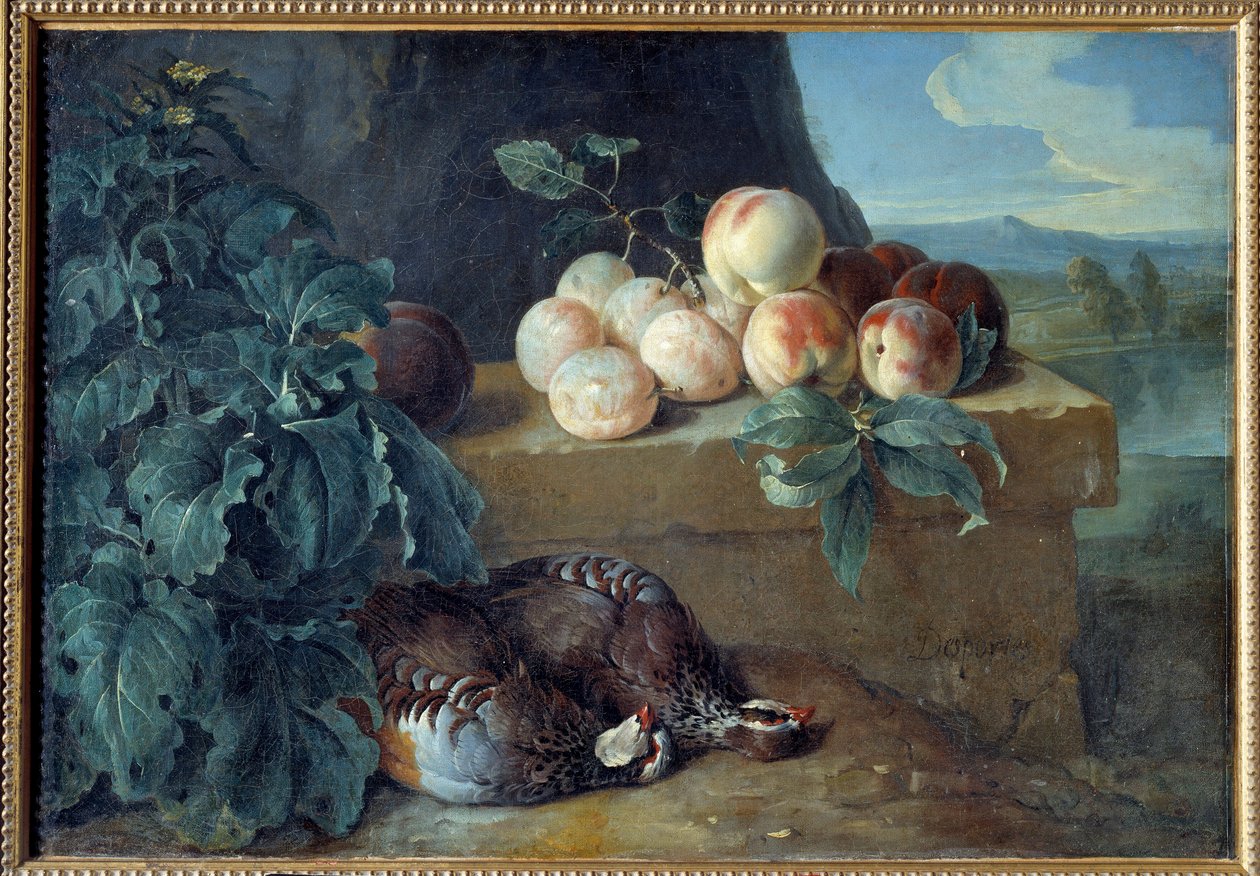 Őszibarack és fogoly. Francois Desportes (1661-1743) festménye alkotó: Alexandre Francois Desportes