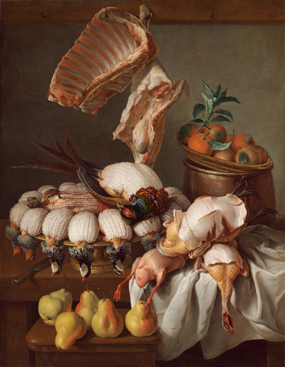 Csendélet öltöztetett vadakkal, hússal és gyümölccsel, 1734. alkotó: Alexandre Francois Desportes