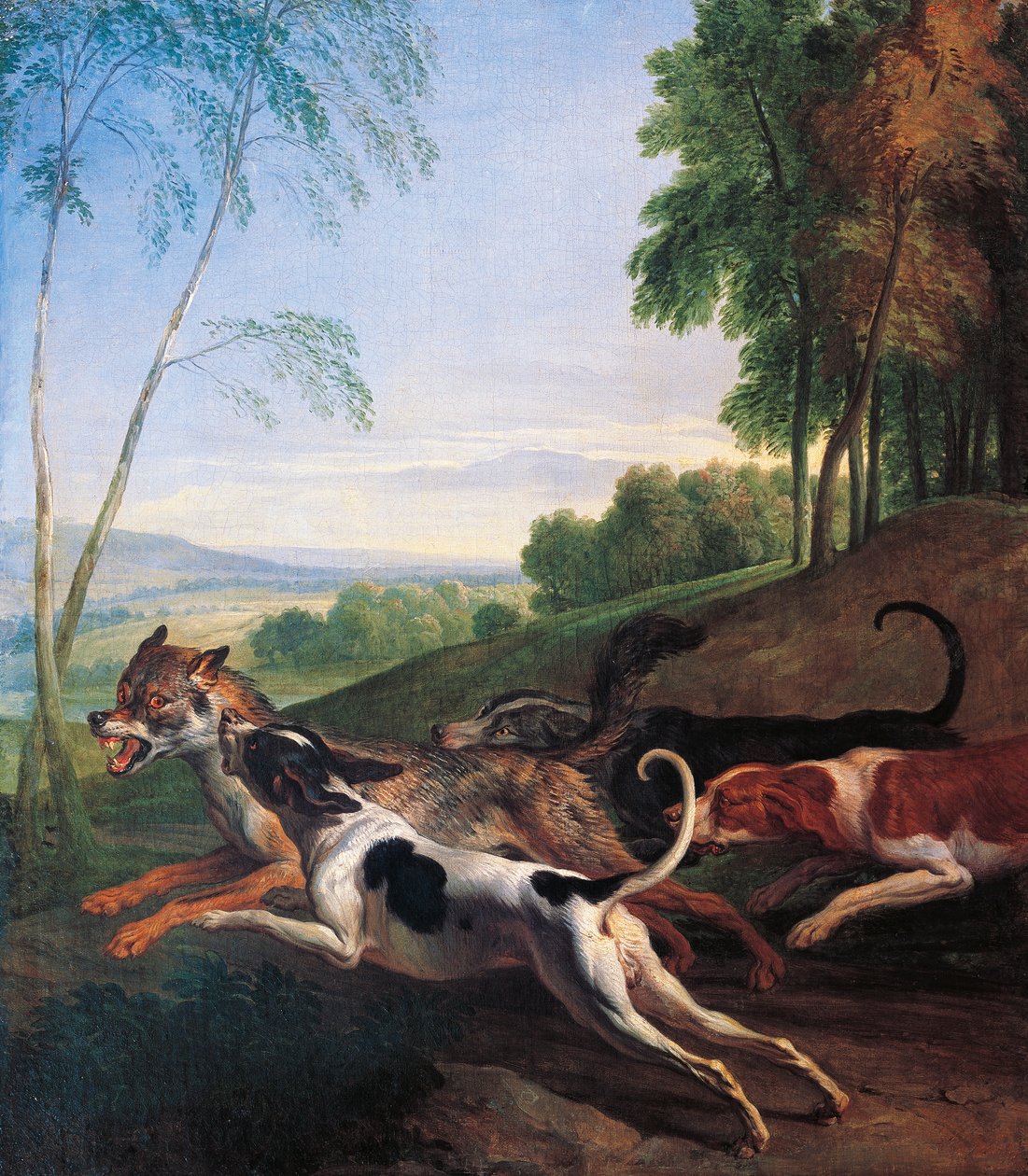 Farkasvadászat, Alexandre-Francois Desportes (1661-1743) festménye, Franciaország alkotó: Alexandre Francois Desportes