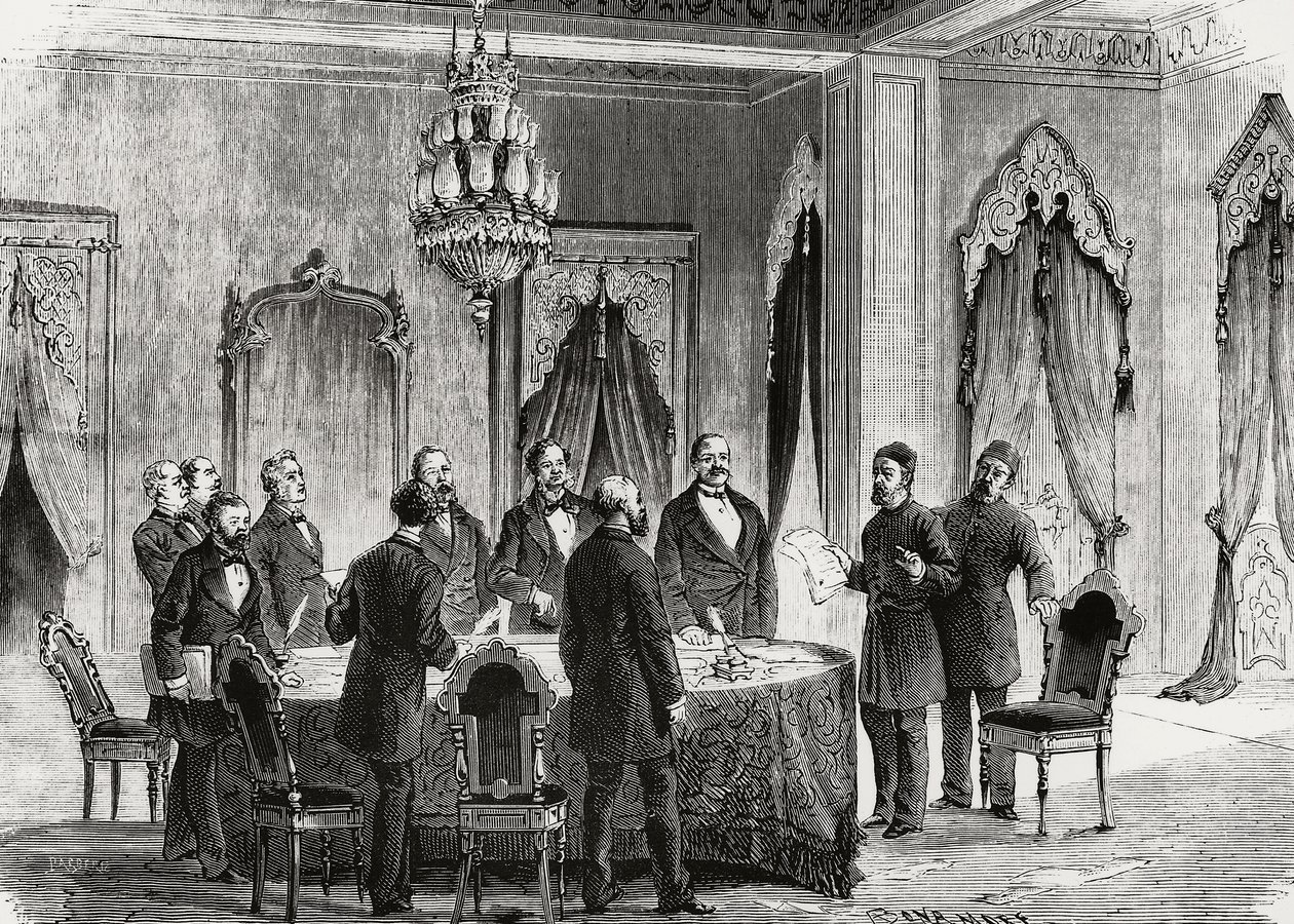 Konstantinápolyi Konferencia, 1876. december, metszet, Törökország alkotó: Nicolas Toussaint Charlet