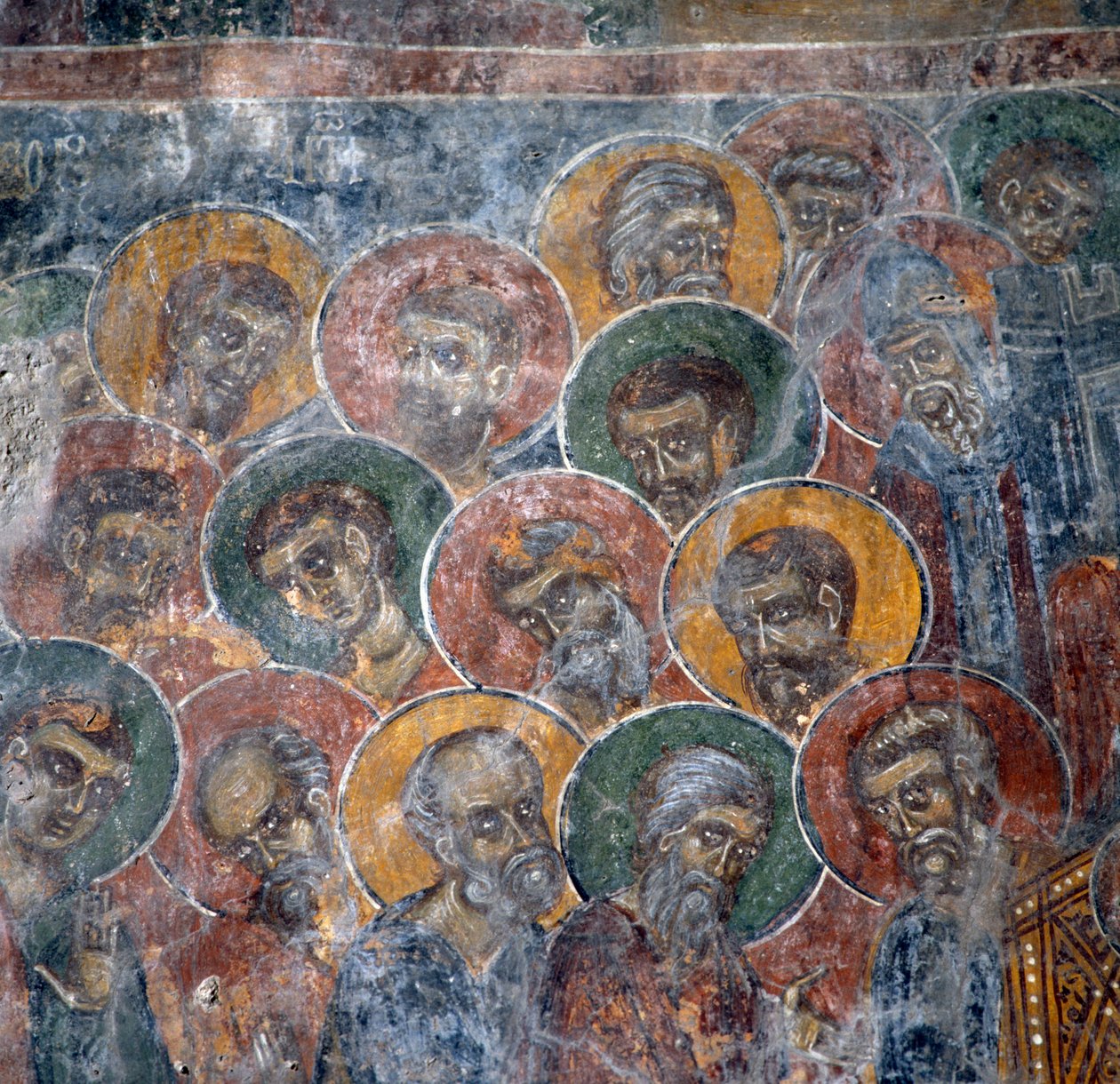 Szentek csoportja, freskó a templomban Anisarakiban Kandanos közelében, Kréta, Görögország (fotó) alkotó: Nicolas Toussaint Charlet