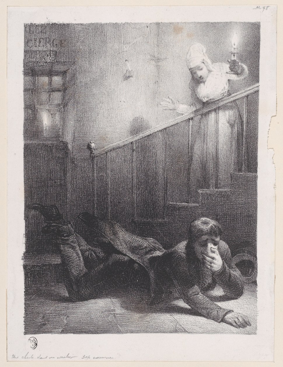 Egy esés a lépcsőn, 1834-35. alkotó: Alexandre Gabriel Decamps