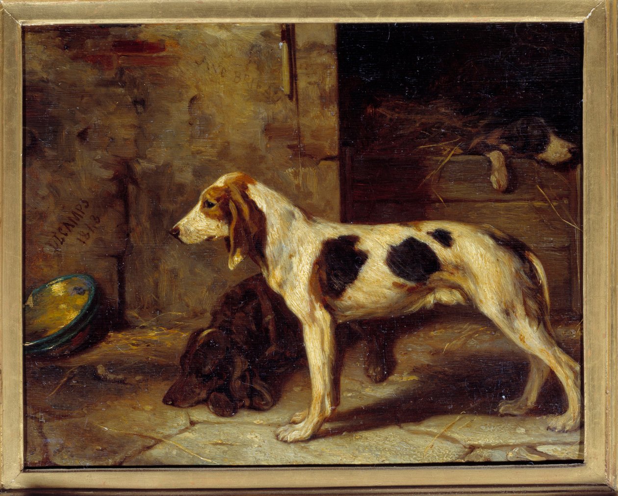 Kutyák Brifauts festmény, Alexandre Gabriel Decamps (1803-1860) 1843 V. 0,25x0,32 m alkotó: Alexandre Gabriel Decamps