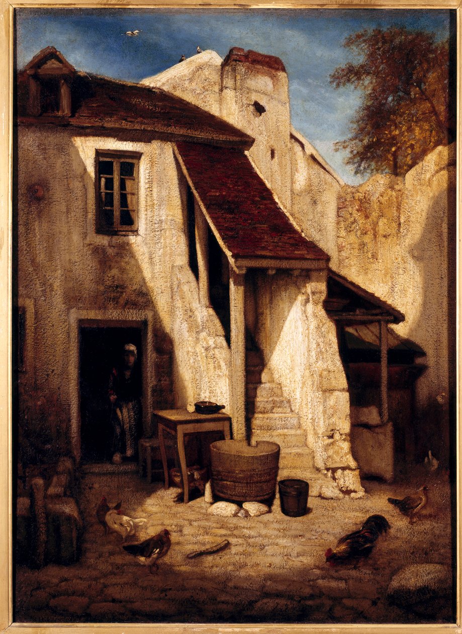 Fontainebleau-i rusztikus udvar belseje Alexandre Gabriel Decamps festménye (1803-1860) 19. század V. 0,78x0,56 m Párizs, Musee du Louvre. alkotó: Alexandre Gabriel Decamps