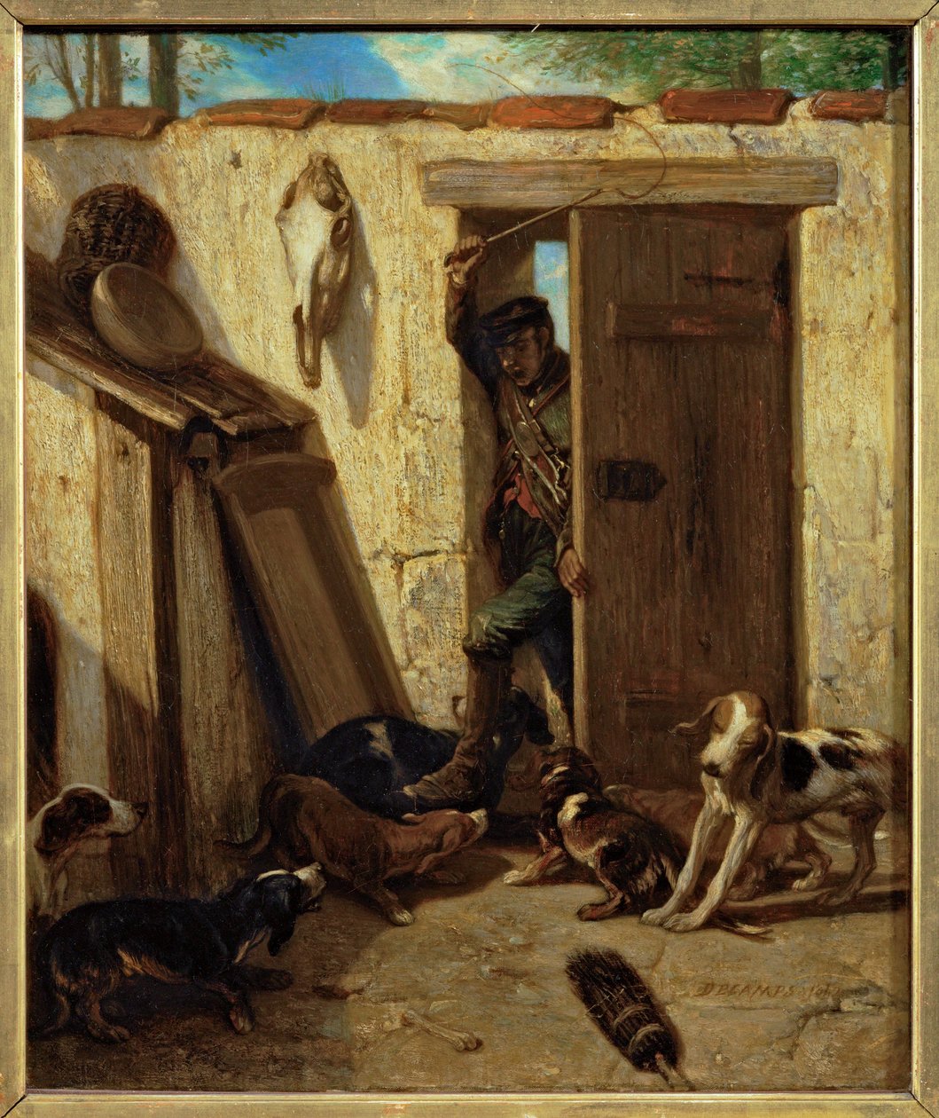 La cour des chiens - a kennel ... alkotó: Alexandre Gabriel Decamps