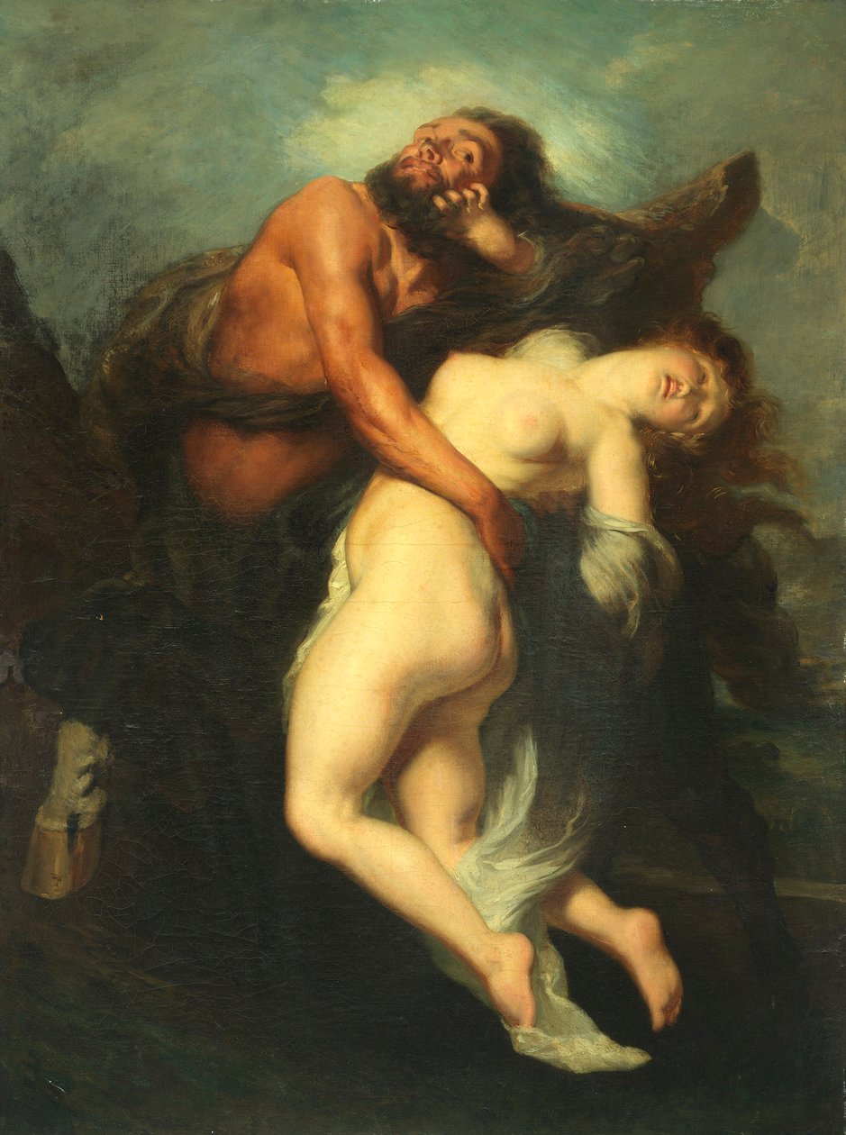 Deianeira elrablása Nessus kentaur által. alkotó: Alexandre Gabriel Decamps