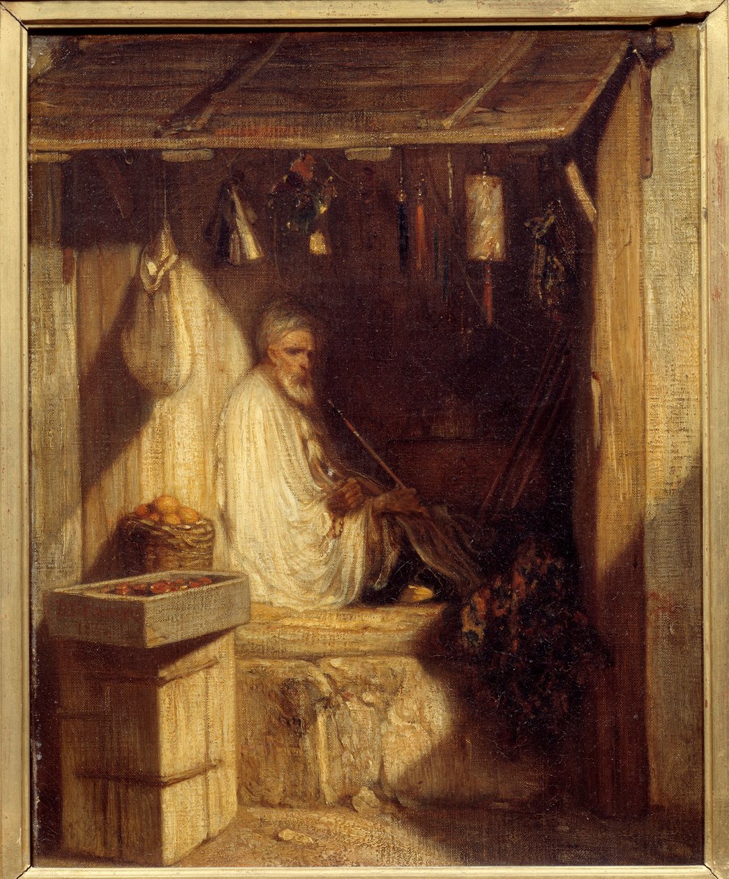 Török kereskedő dohányzik a boltjában Alexandre Gabriel Decamps festménye (1803-1860) 1844 V. 0,36x0,28 m Párizs, Muse d