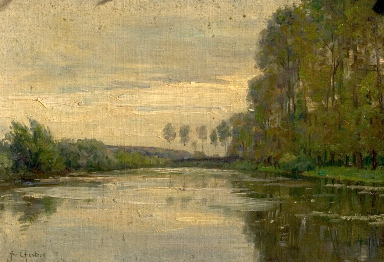 River Scene, Alsó-Loire, Franciaország alkotó: Alexandre Jacques Chantron
