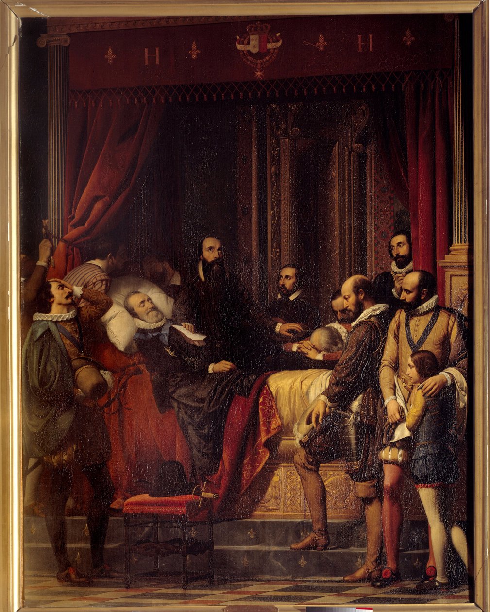 IV. Henrik (1553-1610) francia király halála, testét Alexandre Hesse (1806-1879) a Louvre-ban állítják ki. alkotó: Alexandre Jean Baptiste Hesse