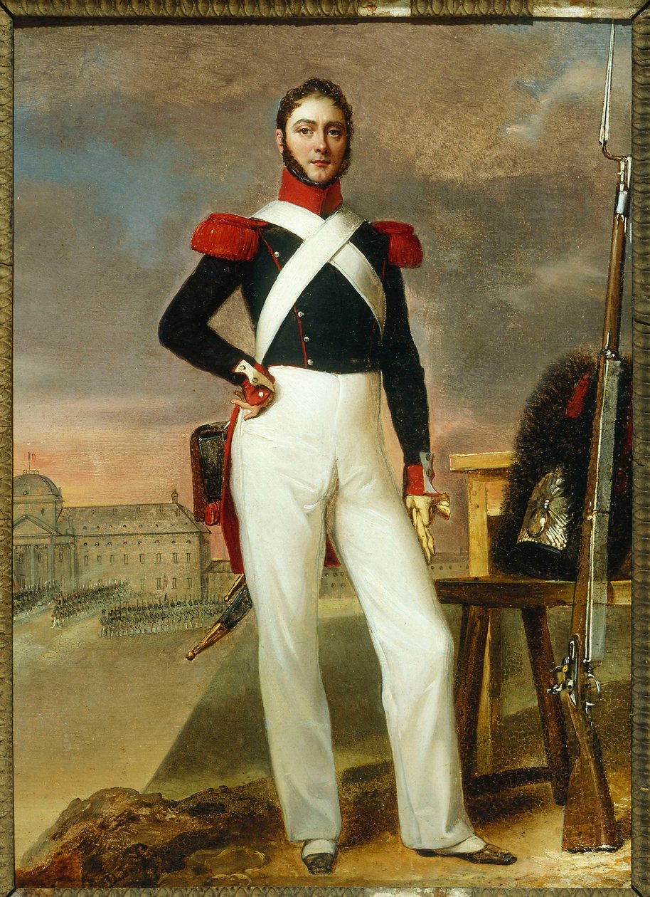 Francia: Marin Burty, újdonságkereskedő, gránátos egyenruhában. alkotó: Alexandre Jean Dubois Drahonet