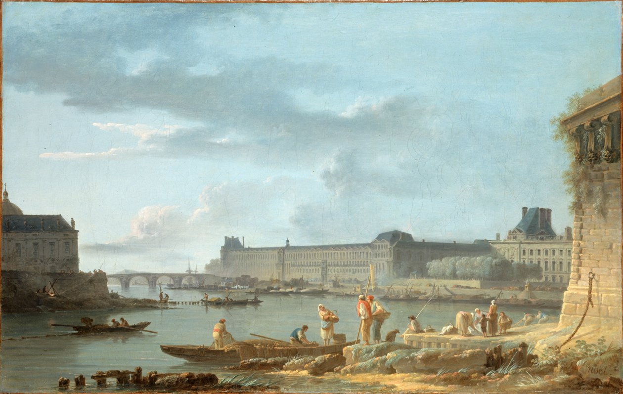 A Louvre és a Pont Royal, a Pont-Neuf felől nézve, 1780 körül (olaj, vászon) alkotó: Alexandre Jean Noel
