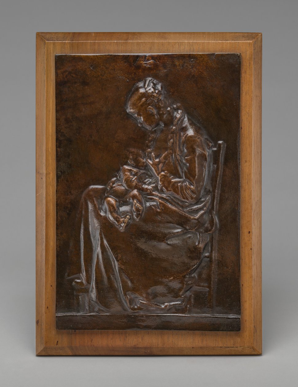 Kismama, avagy gyermeket szoptató fiatal nő, 1882-es modell. alkotó: Alexandre Louis Marie Charpentier