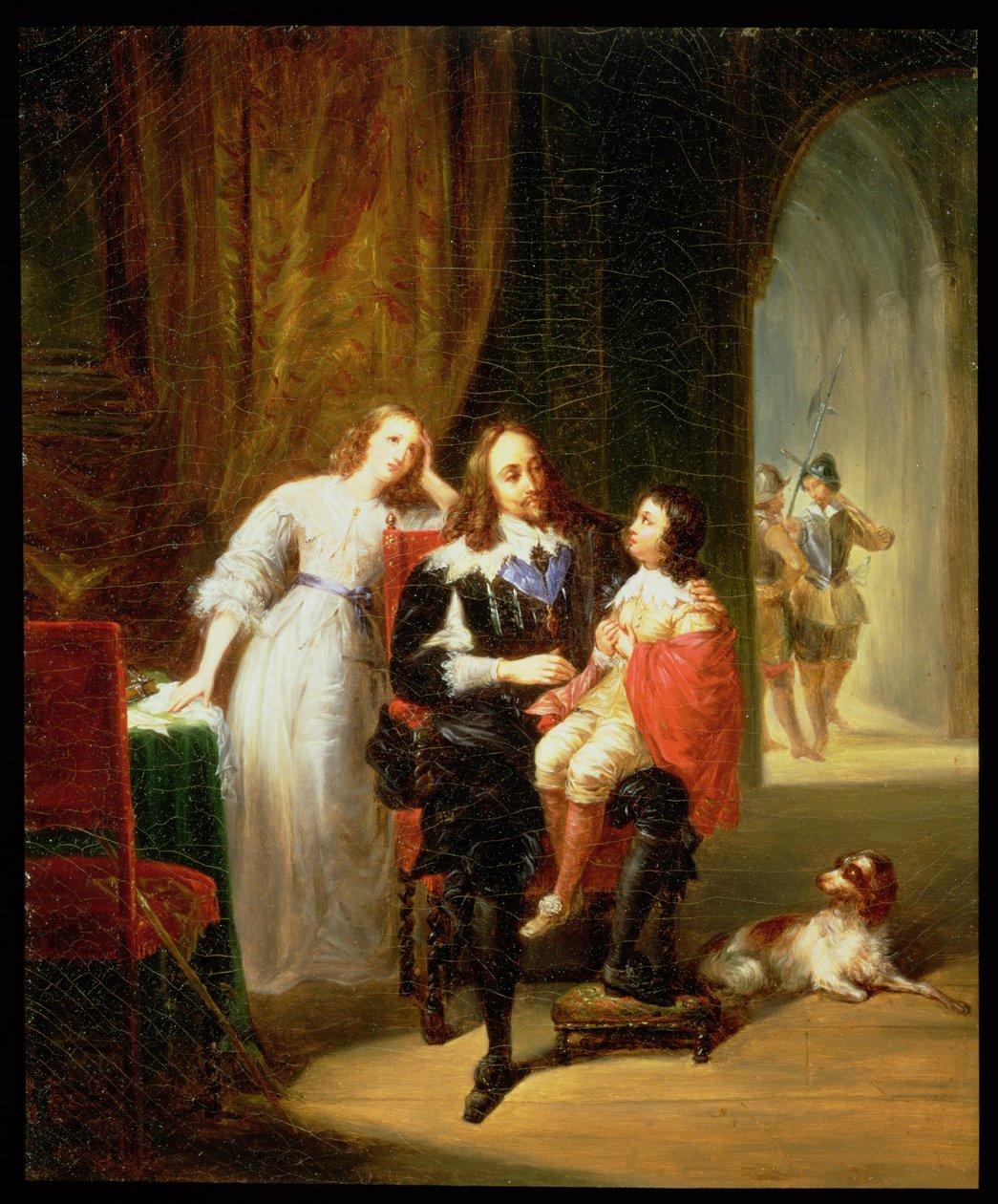 I. Károly (1600-49) tárgyalásra vár, Henrik herceg (1640-60) az ölében ül alkotó: Alexandre Marie Colin