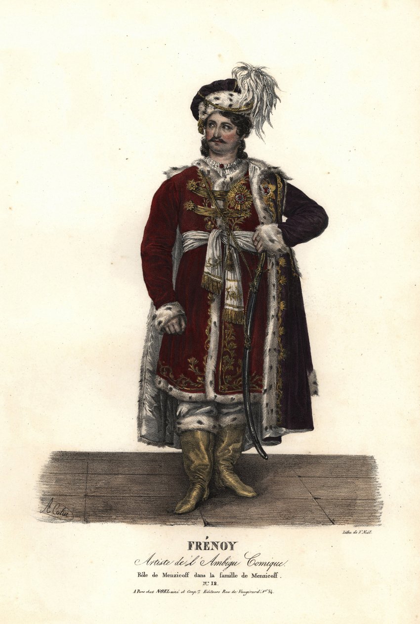 Jean Audeville Fresnoy mint Menzicoff a Menzicoff család című filmjében, J-J-M Duperche, Ambigu Comique alkotó: Alexandre Marie Colin