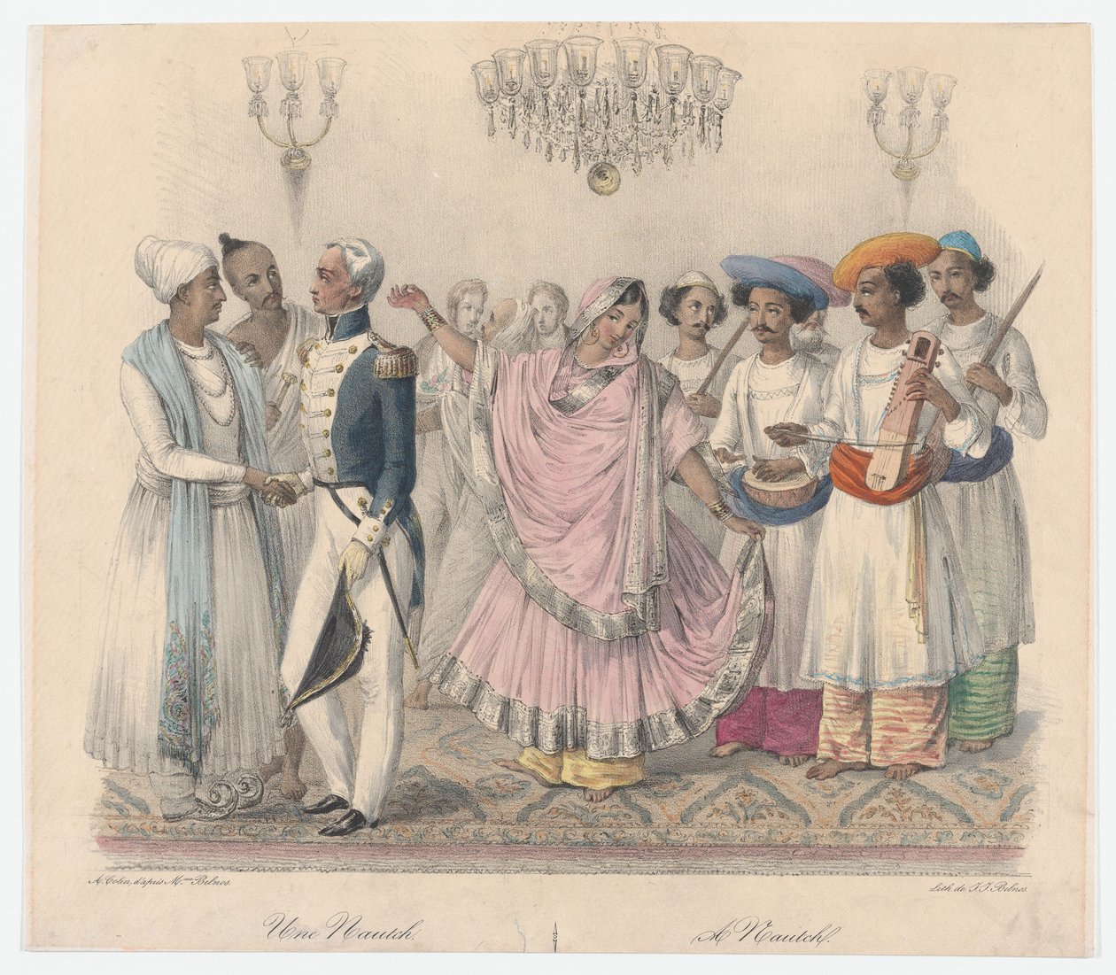 Une Nautch, huszonnégy tábláról, amely a hindu és európai szokásokat szemlélteti Bengáliában,..., 1832 alkotó: Alexandre Marie Colin
