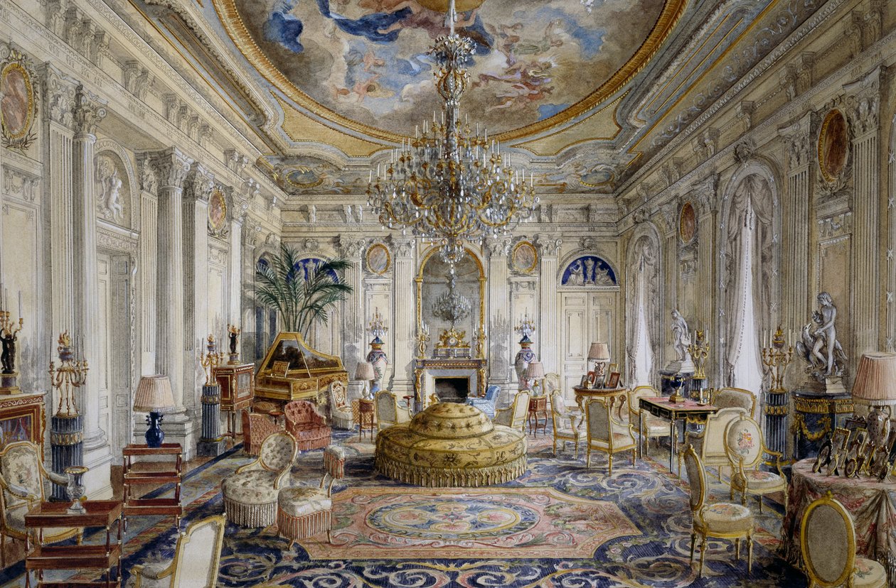 Nagy csarnok vagy XVI. Lajos stílusú fehér csarnok, Chateau de Ferrieres alkotó: Alexandre Serebriakoff