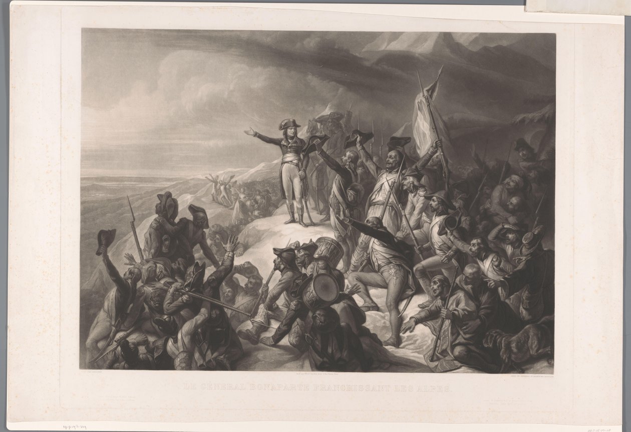 Napóleon Bonapartes felülmúlta de Alpent Bonaparte tábornok átkel az Alpokon (cím a tárgyon) alkotó: Alexandre Vincent Sixdeniers