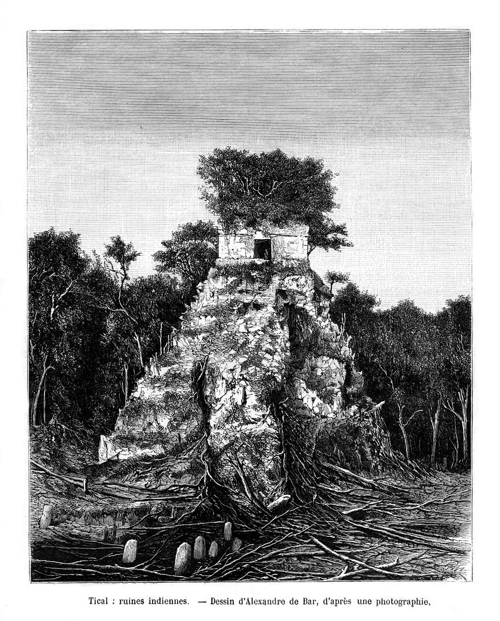 Maja romok, Tikal, Guatemala, 19. század alkotó: Alexandre de Bar