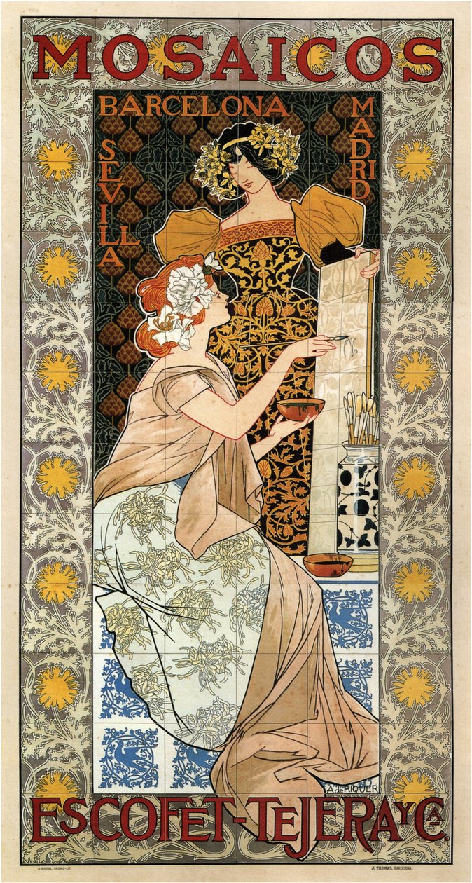 Mozaikok Escofet-Tejera reklámplakát, 1900 alkotó: Alexandre de Riquer
