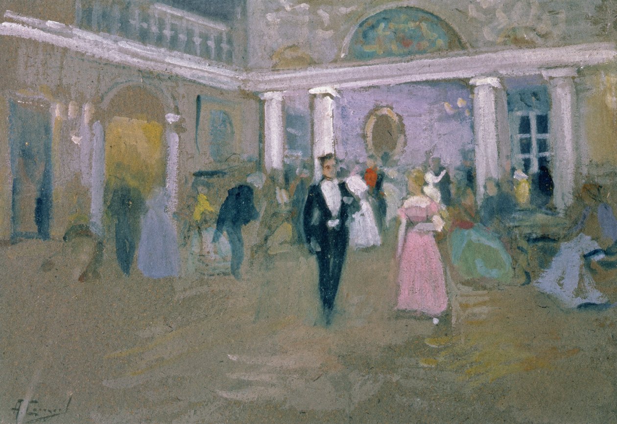 Bál Larinsban, Alekszandr Puskin (1799-1837) „Jevgene Onegin” című illusztrációja, 1911 alkotó: Alexei Steipanovitch Stepanov