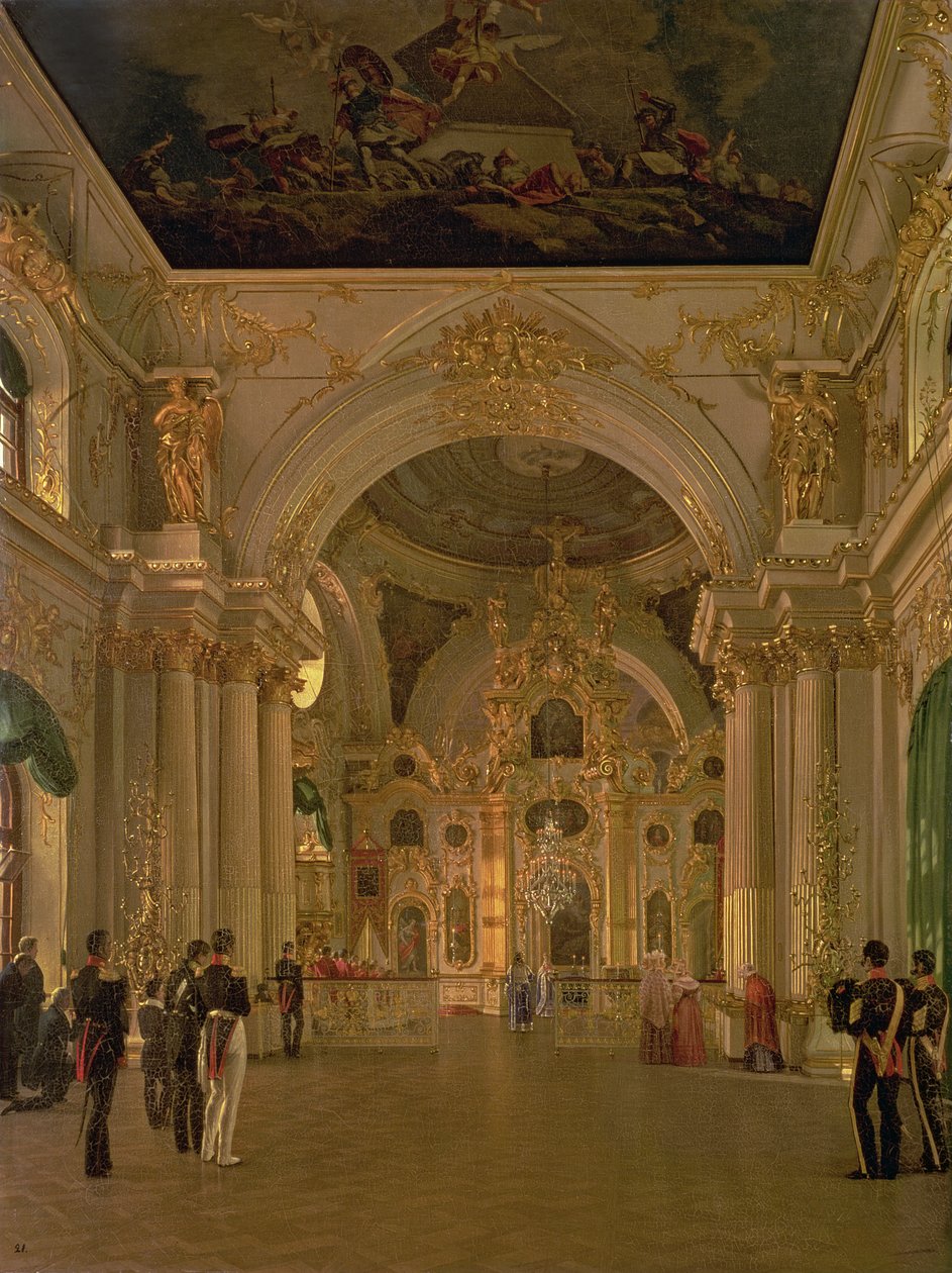 A Nagytemplom belseje a Téli Palotában, 1829 alkotó: Alexei Vasilievich Tyranov
