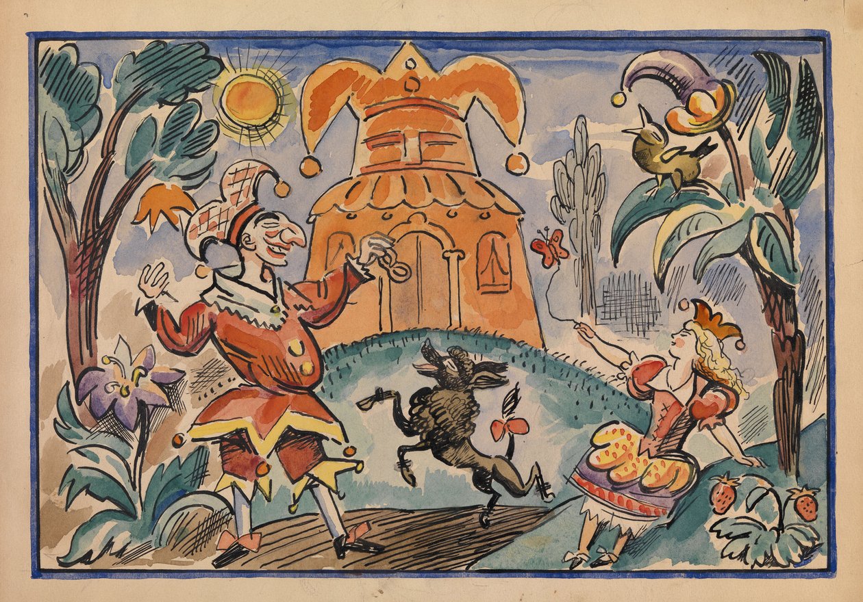 Illusztráció a Petruska és Sztyepka-Rasztrepka háborújához, Jevgeni Schwartz, 1925 alkotó: Alexei Alexandrovich Radakov
