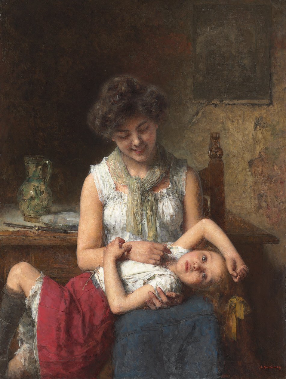 Moody Girl, 1900 körül alkotó: Alexei Alexevich Harlamoff