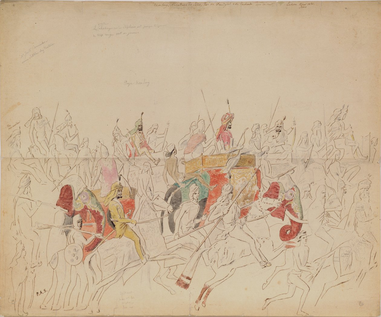 A pandzsábi Sher Singh maharadzsa és udvara, 1846 alkotó: Alexei Dmitriyevich Saltykov