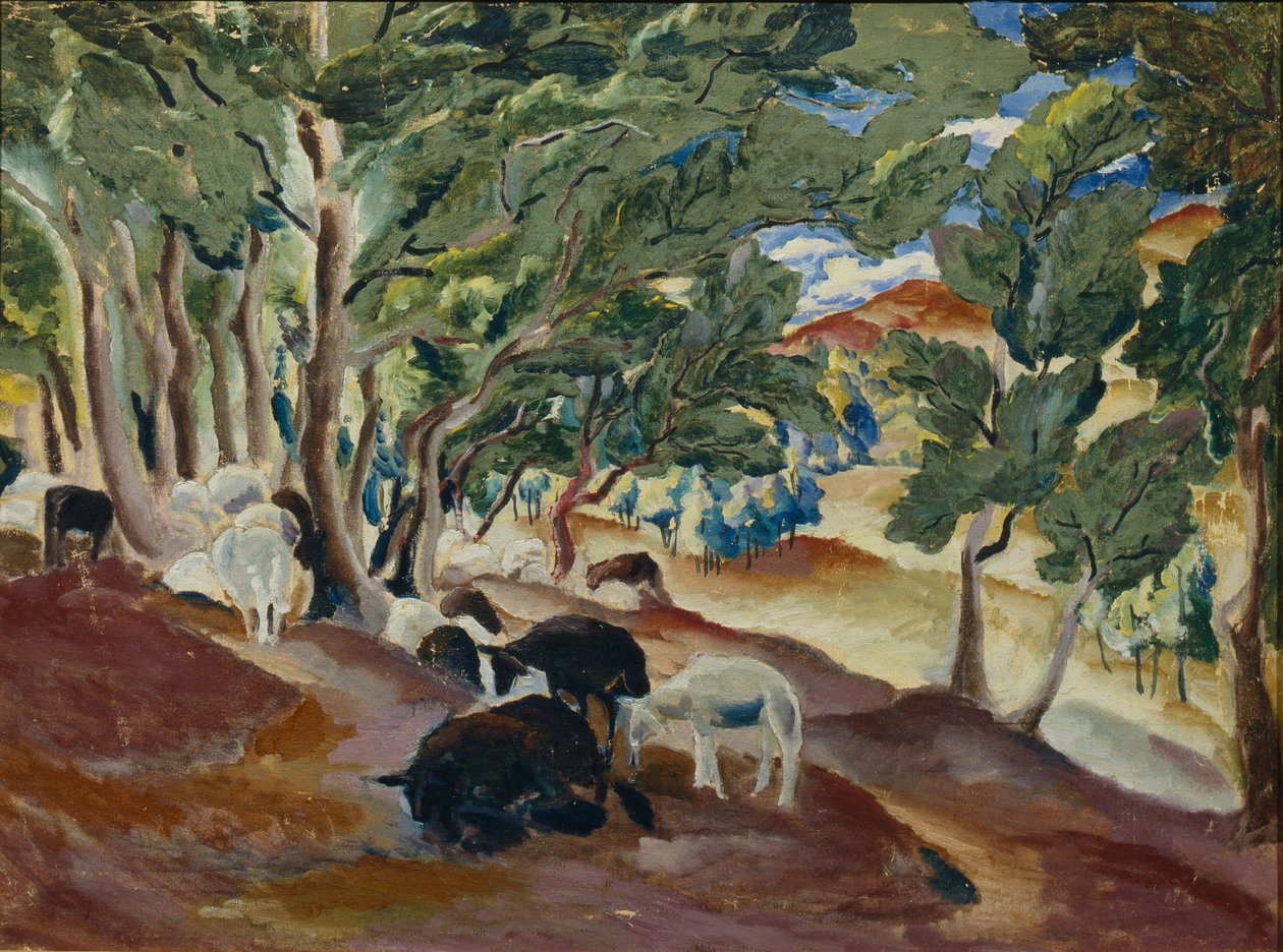 Korolkovszki Dachas. Birkák az erdő szélén, 1918 alkotó: Alexei Ilyich Kravchenko