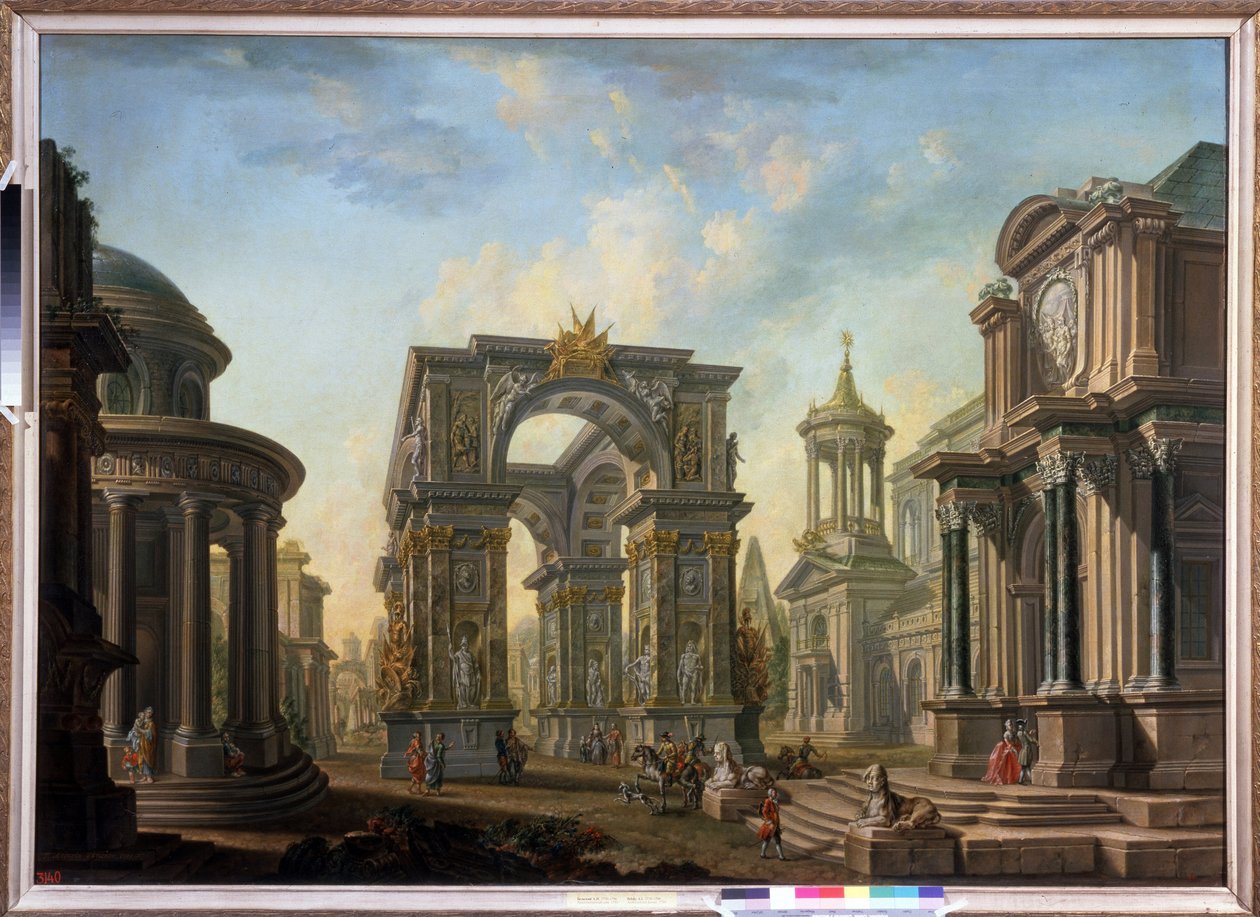 Építészeti fantázia. Alekszej Ivanovics Belszkij (1730-1796) festménye. Olajfestmény alkotó: Alexei Ivanovich Belsky