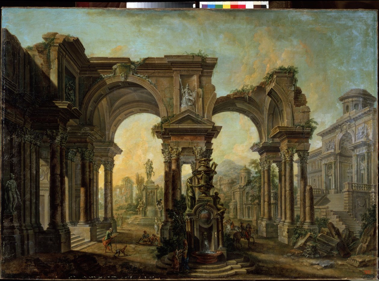 Építészeti nézet. Alekszej Ivanovics Belszkij (1730-1796) festménye. Olajfestmény alkotó: Alexei Ivanovich Belsky