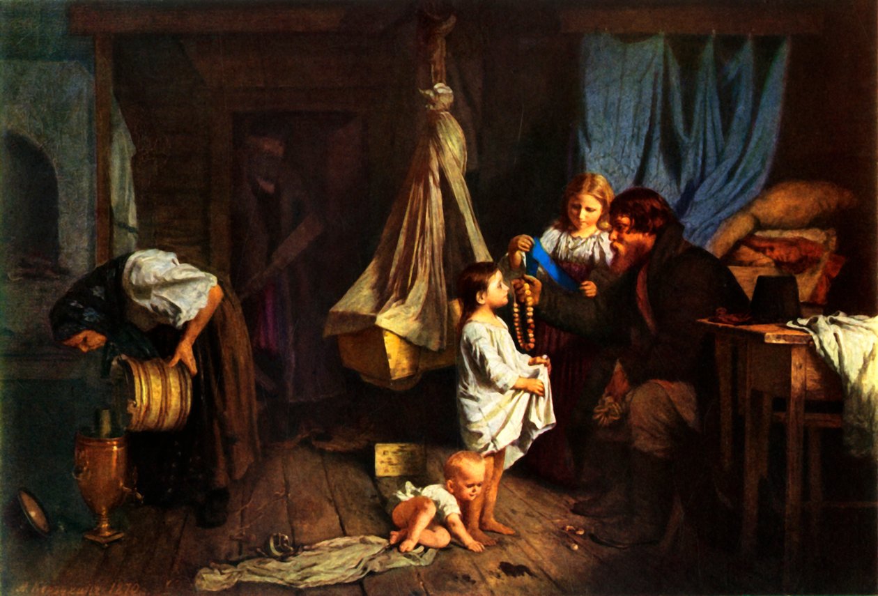 "Parasztszobában", 1870, 1965. alkotó: Alexei Ivanovich Korzukhin