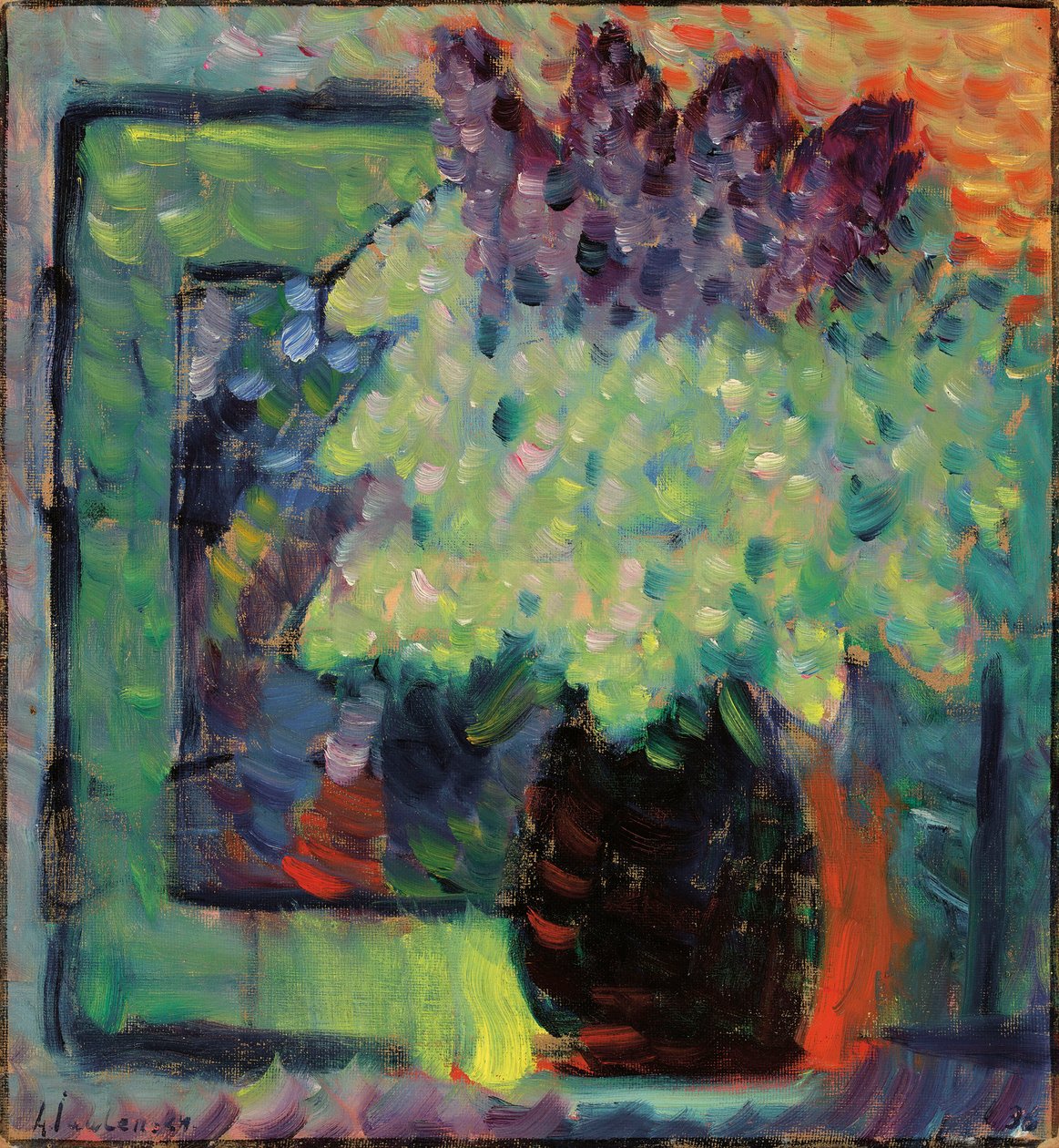Nagy csendélet Orgona csokor vázában, 1936. alkotó: Alexei Javlensky von