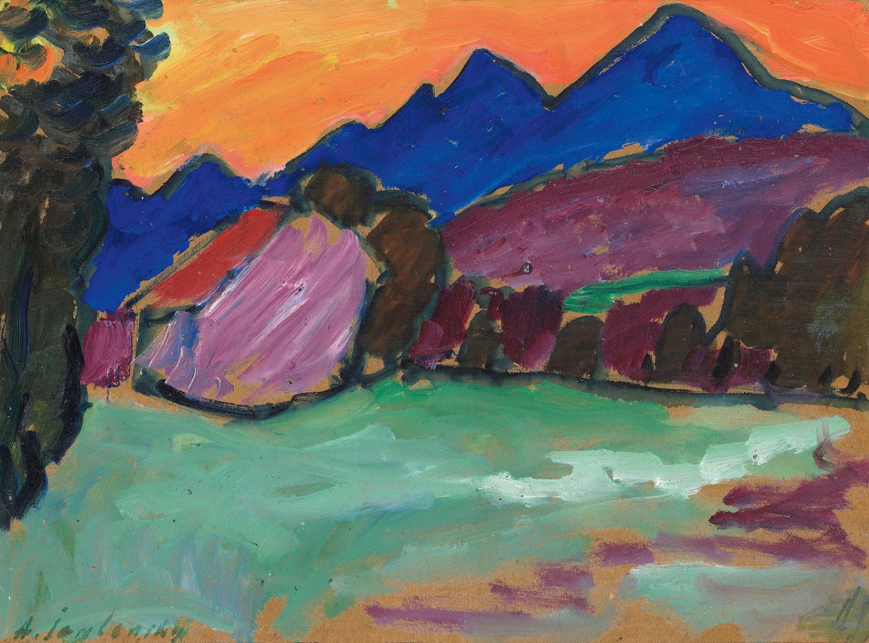 Vörös este - Kék hegyek, c. 1910. alkotó: Alexei Javlensky von